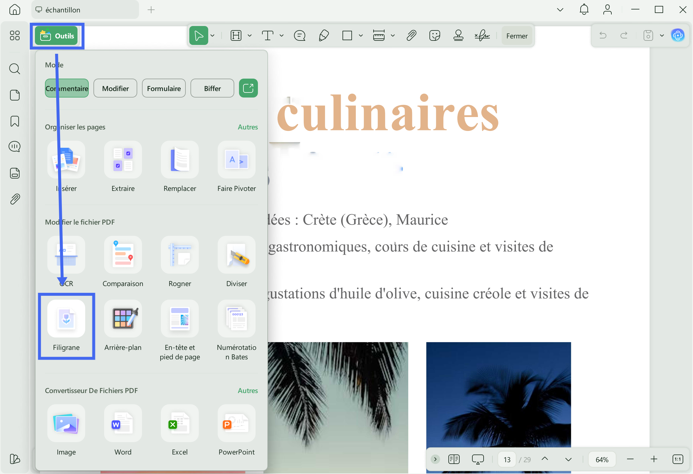 modifier un filigrane