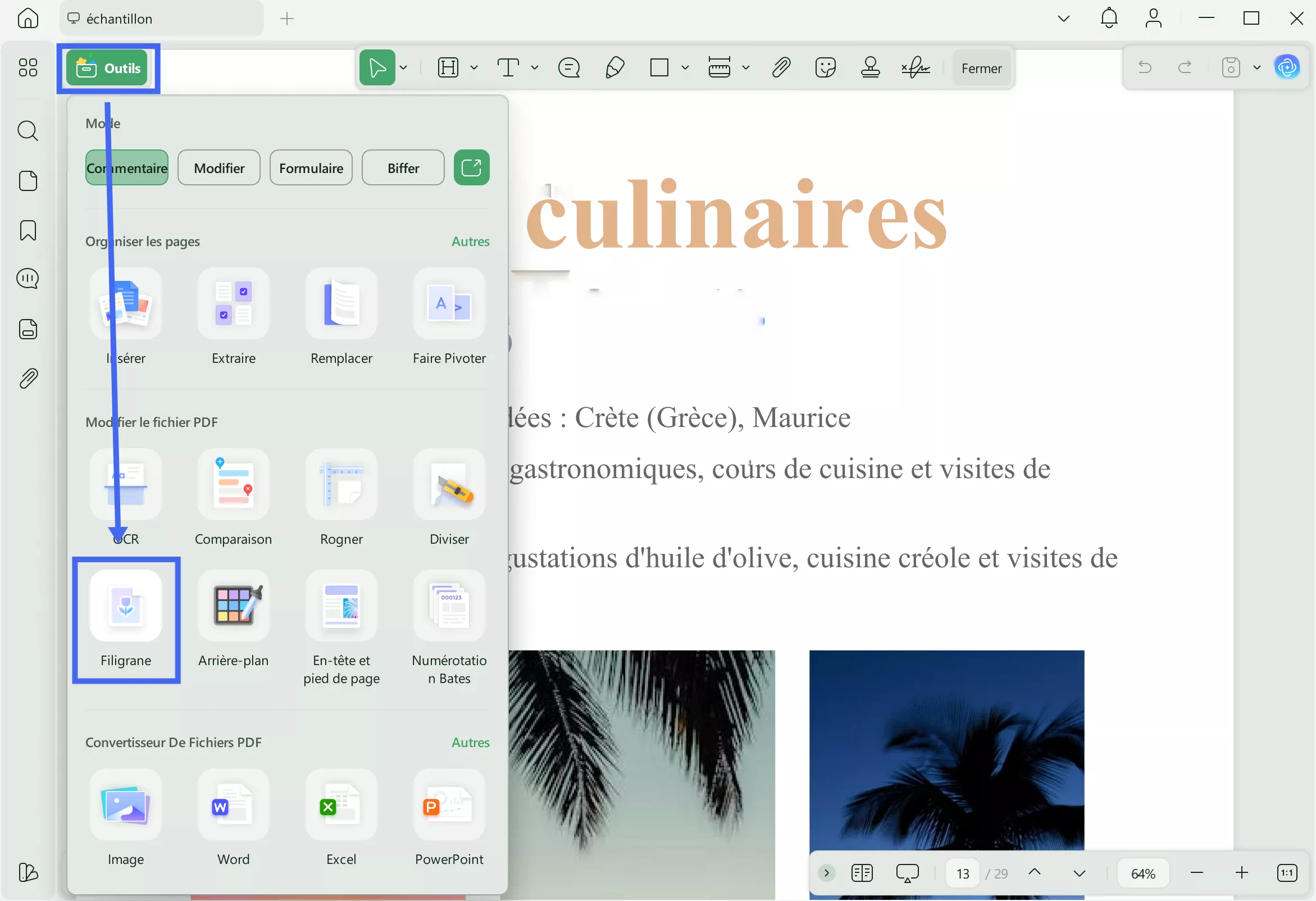 modifier un filigrane