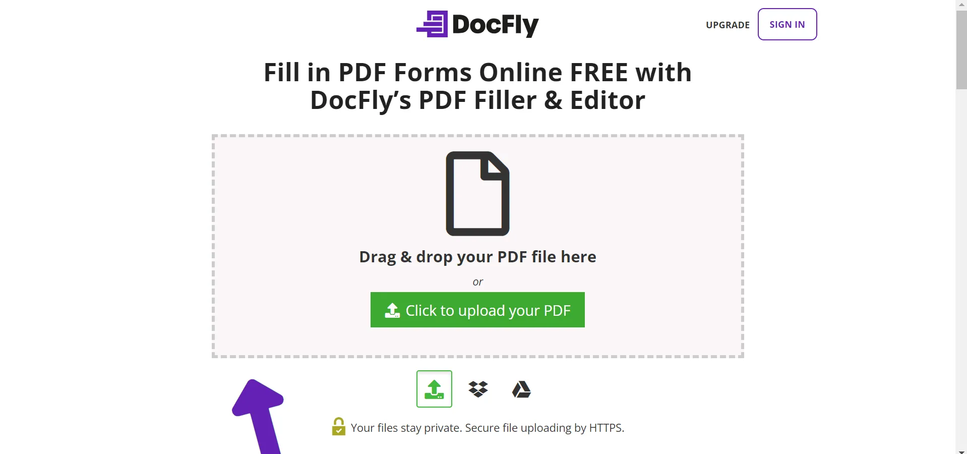 DocFly PDF filler online user interface