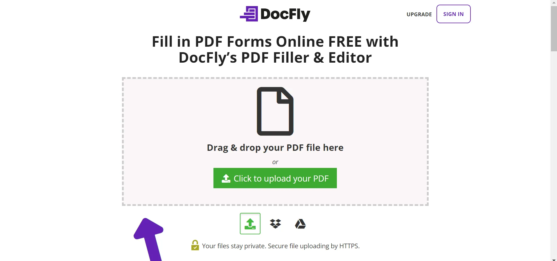 DocFly PDF filler オンラインユーザーインタフェース