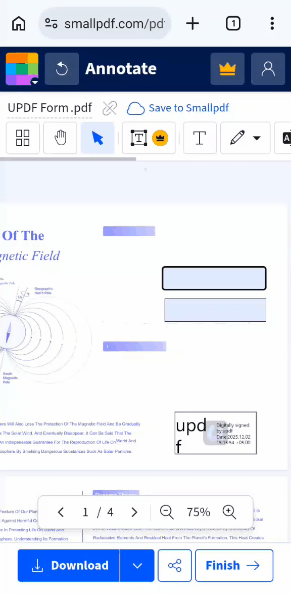using smallpdf android pdf form