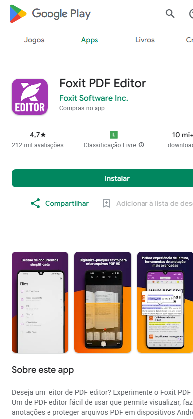 foxit aplicativo para editar pdf