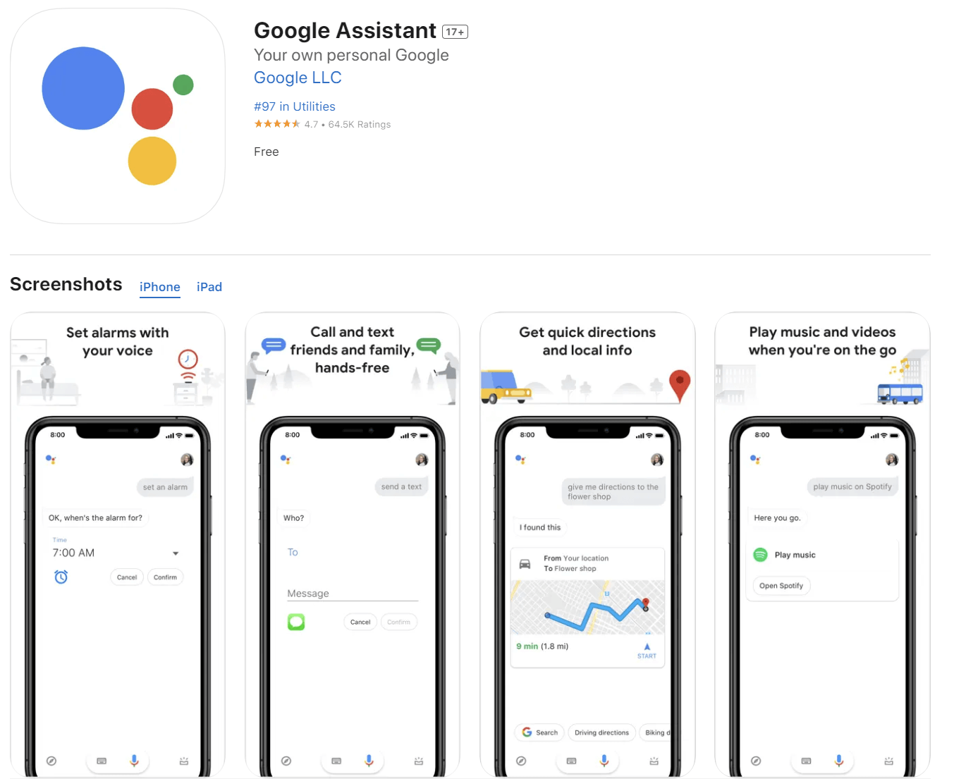 تطبيق AI لمساعد جوجل iOS