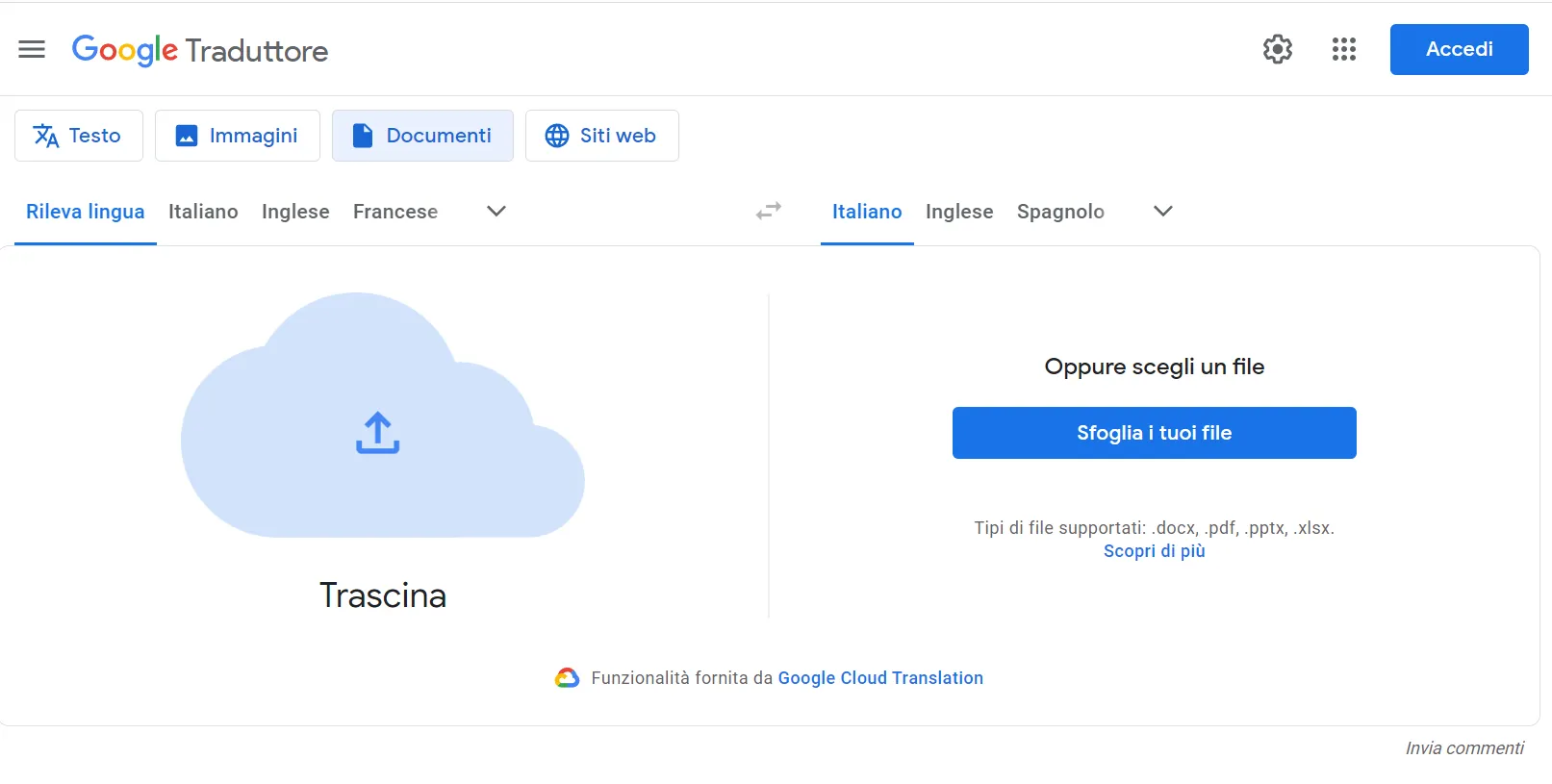 Traduci PDF online gratuitamente tramite Google Translate