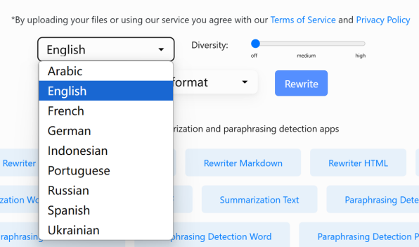 groupdocs rewriter language limitation