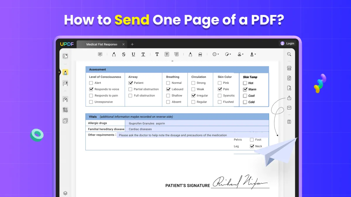 how to send one page of a pdf