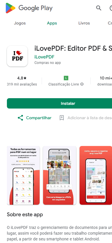 ilovepdf aplicativo para editar pdf