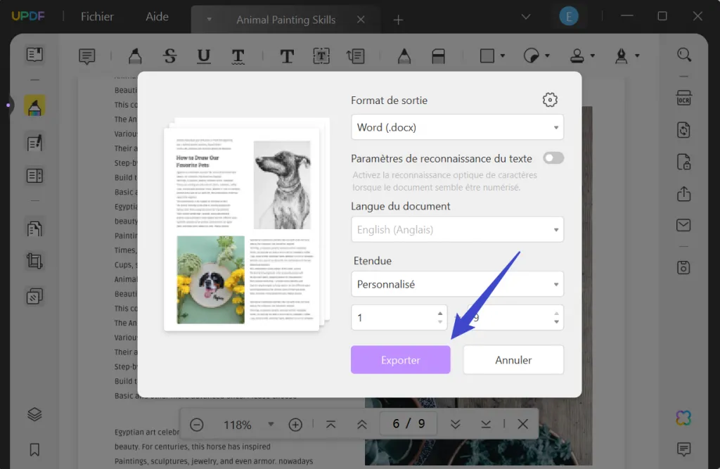 exporter pdf en d'autres formats