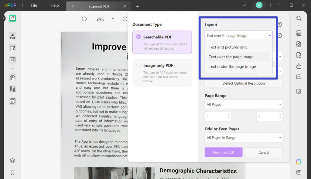 digitalizar para pdf editável com layout de configuração