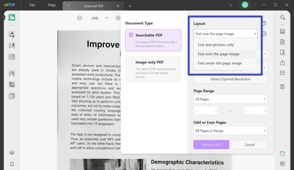 digitalizar para pdf editável com layout de configuração