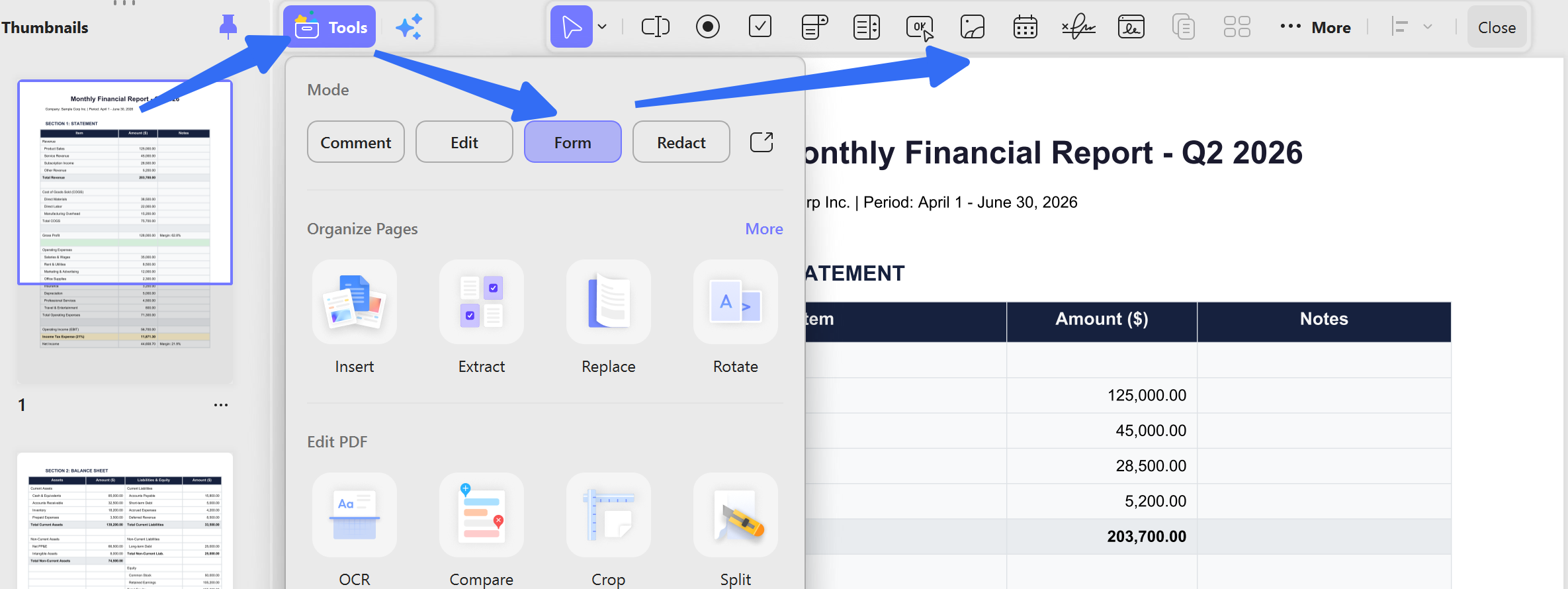 create and edit fillable form from word on updf