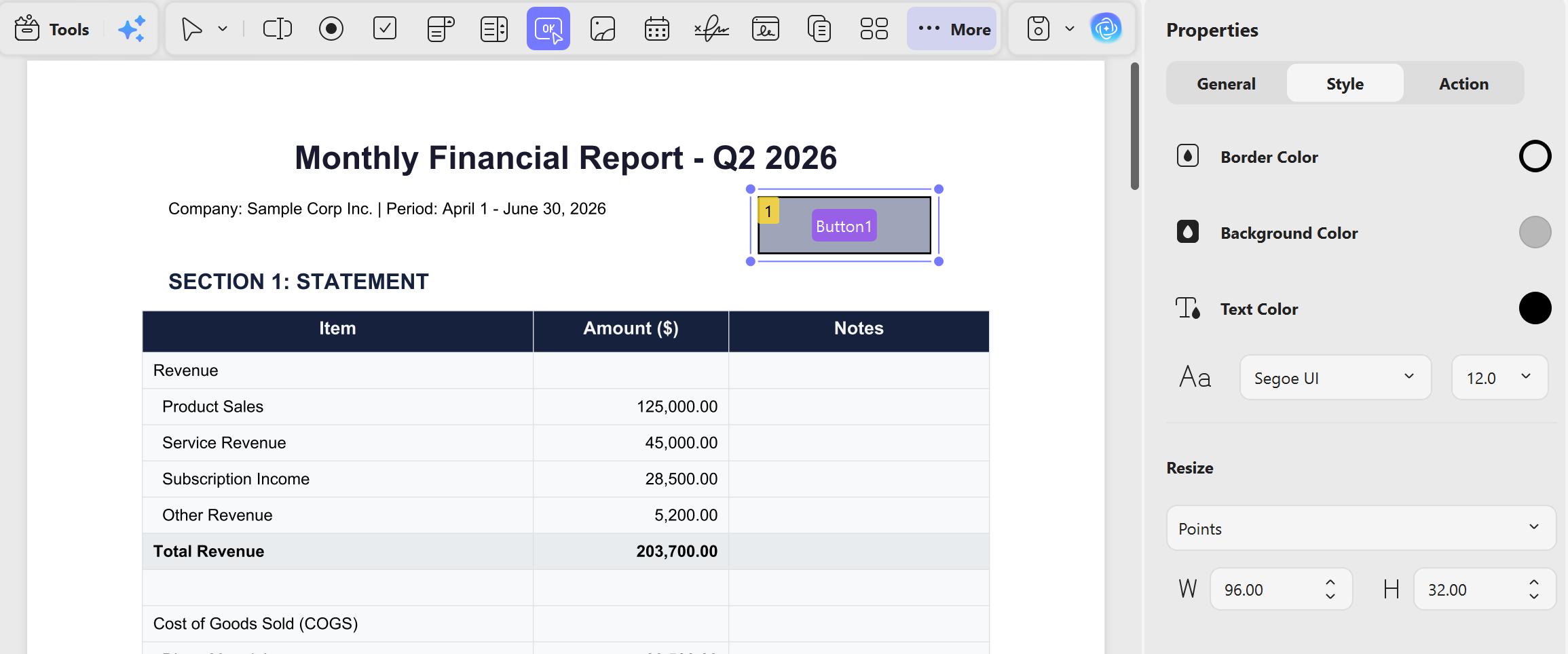 Edit Field Properties on updf
