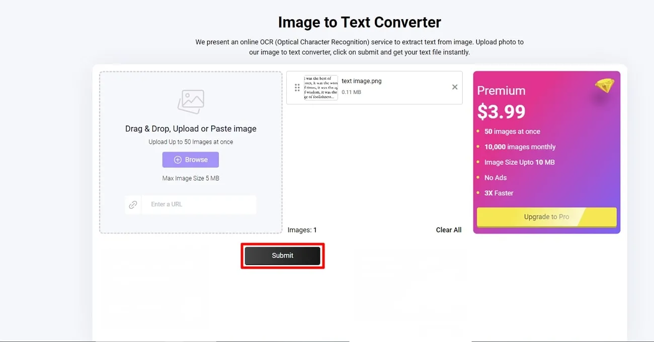 image to text convert online submit