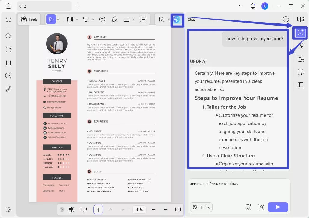 edit pdf resume ai windows