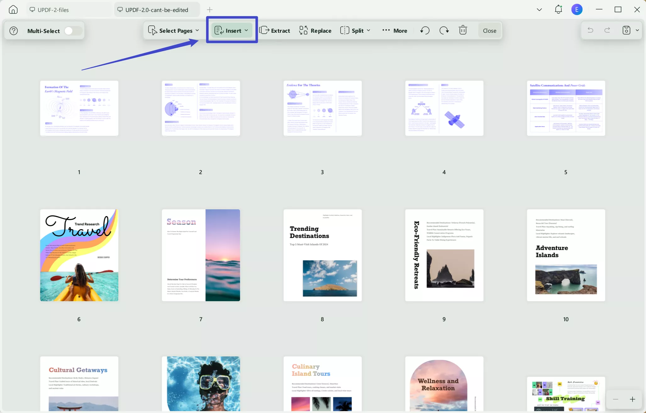 insert blank page in pdf updf
