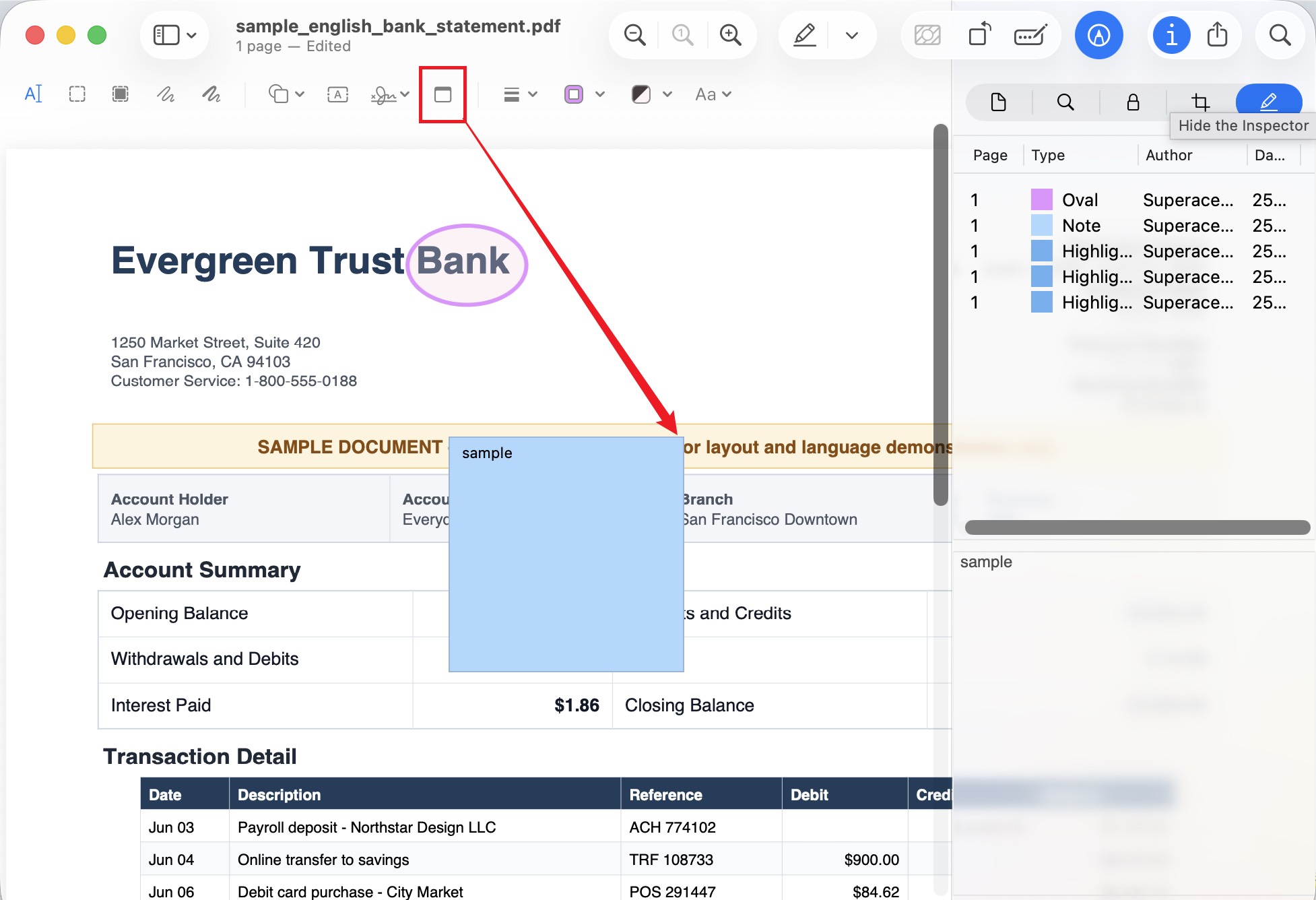 mac preview highlight and notes are separate