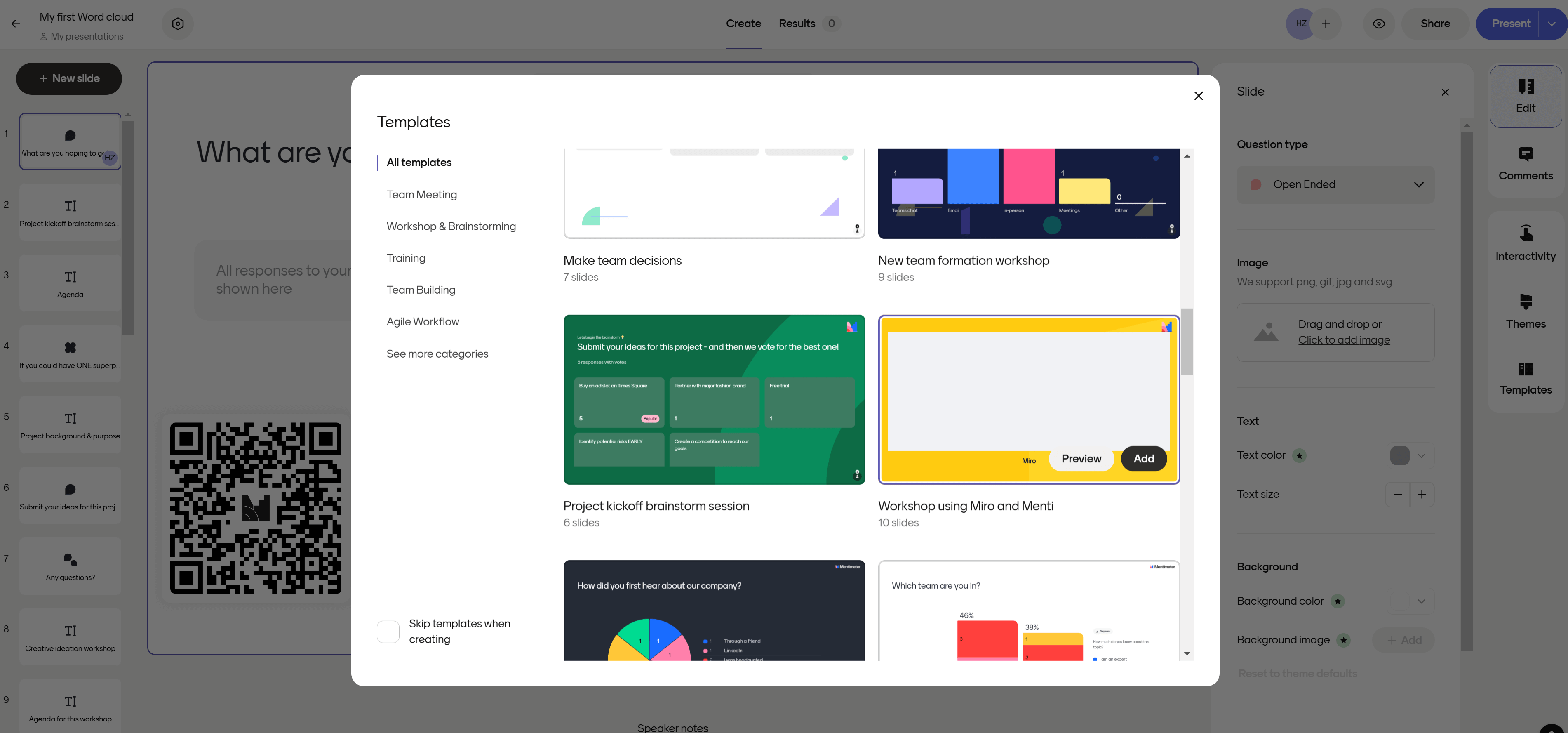 application de brainstorming mentimeter