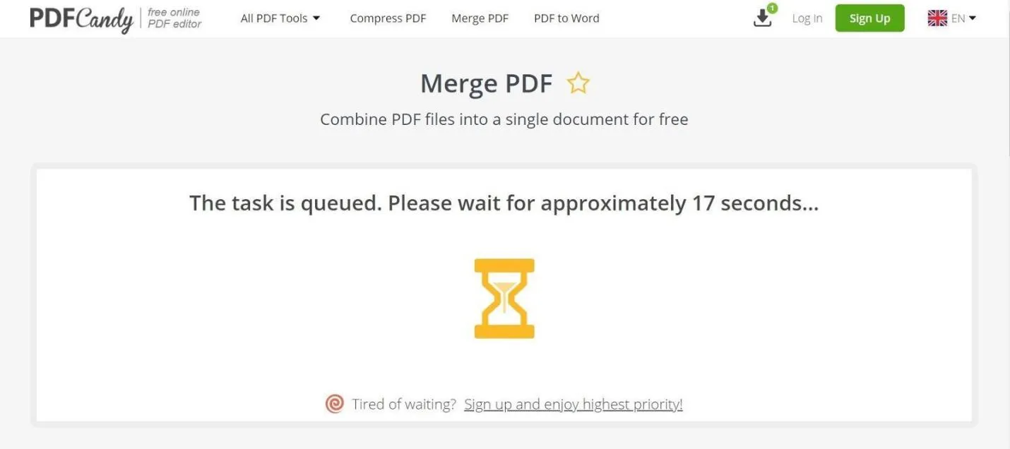 Merge PDF with PDF Candy