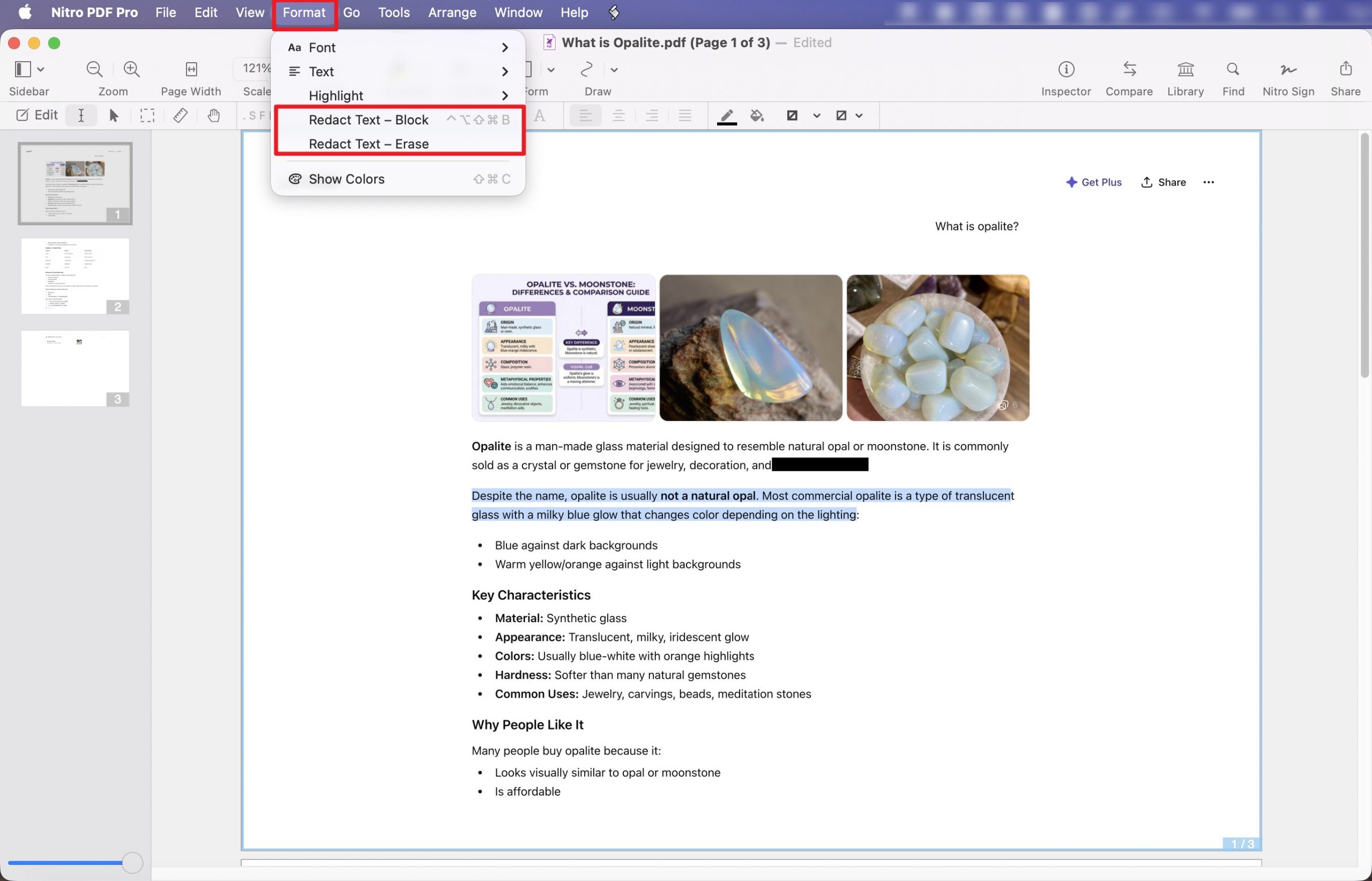 nitro pdf pro removes text via redaction