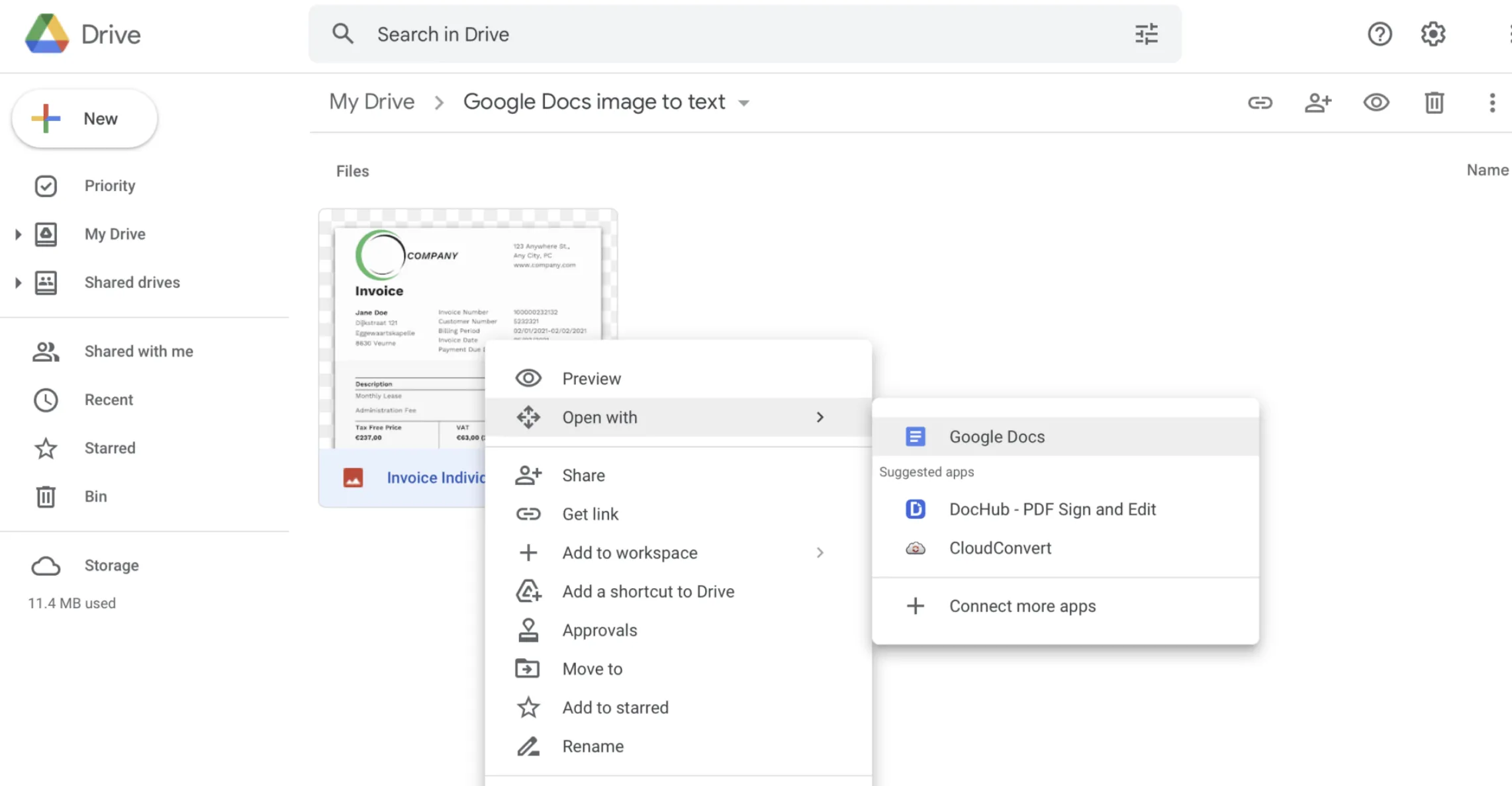 OCR do Google Docs