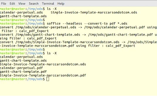 convert ods to pdf with command line 