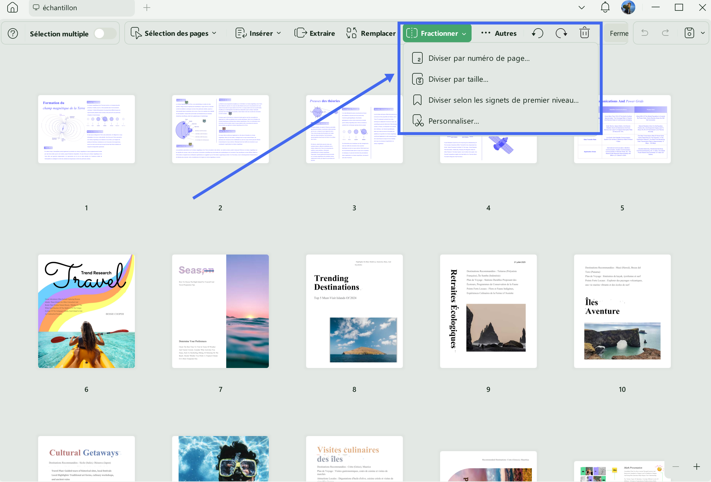 fractionner pages pdf