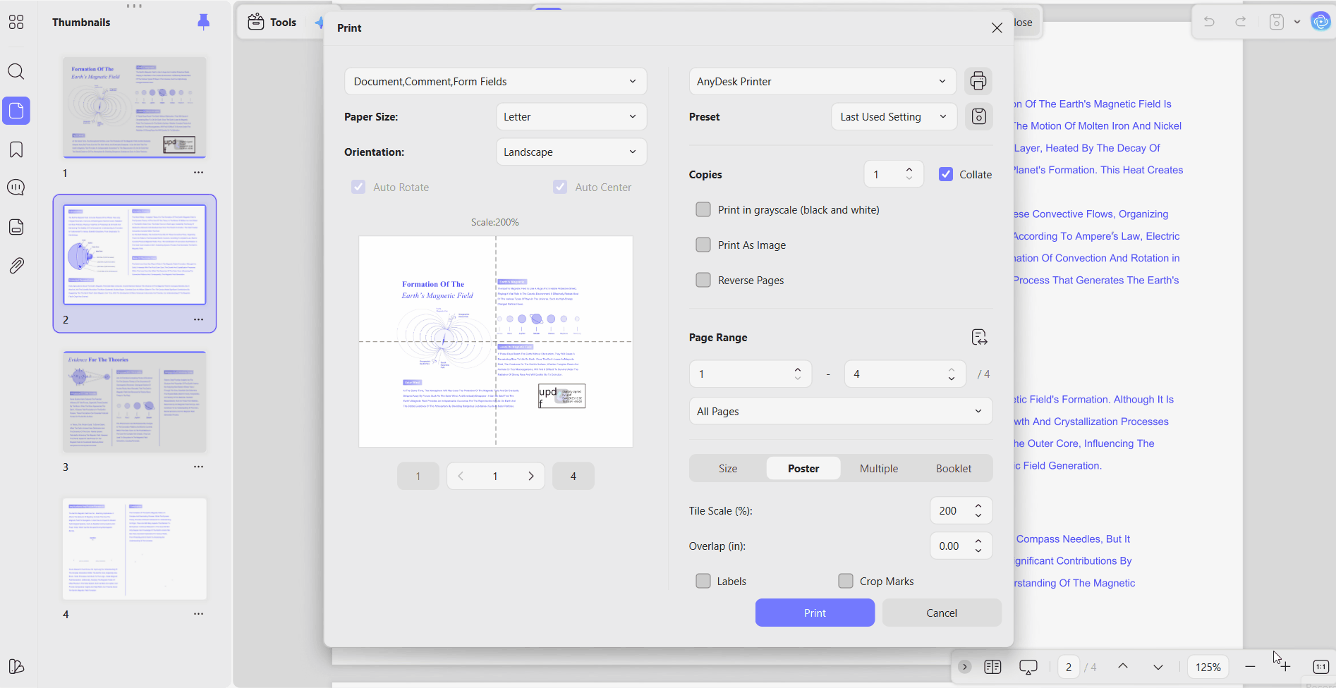 using print feature make pdf flatten