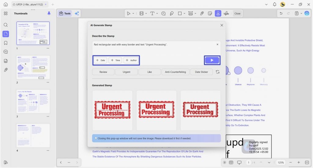 ai stamp create updf agent