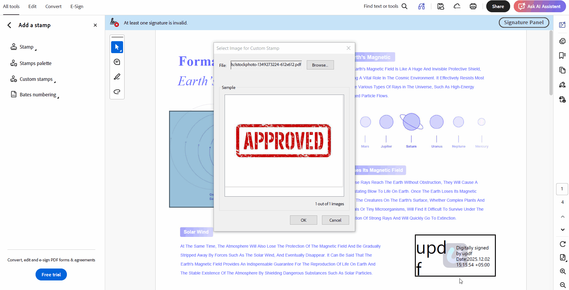 acrobat pro custom stamp creation