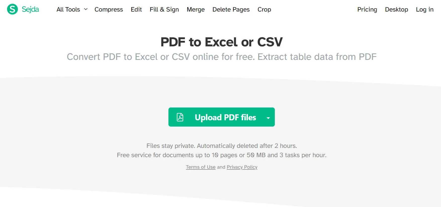 pdf to excel converter sejda