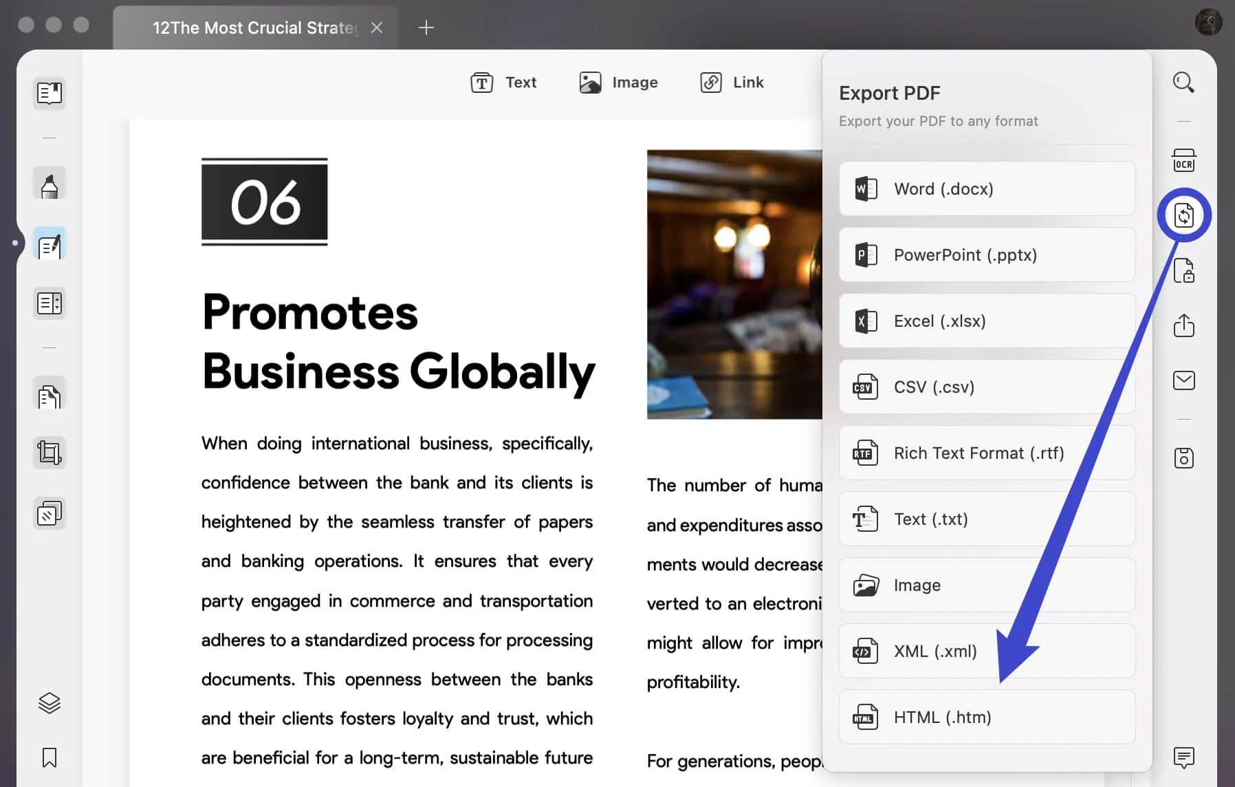 export pdf to html on mac