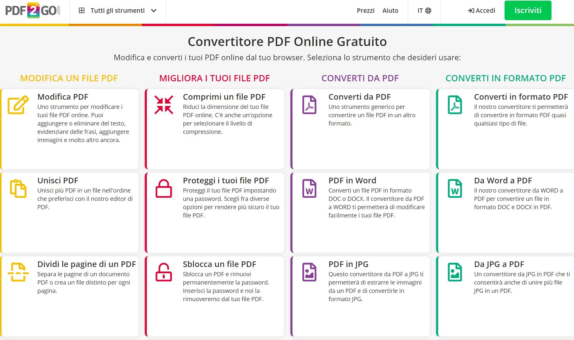 convertitore da pdf a excel online: PDF2Go