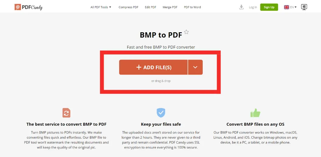 BMP to PDF with PDFCandy