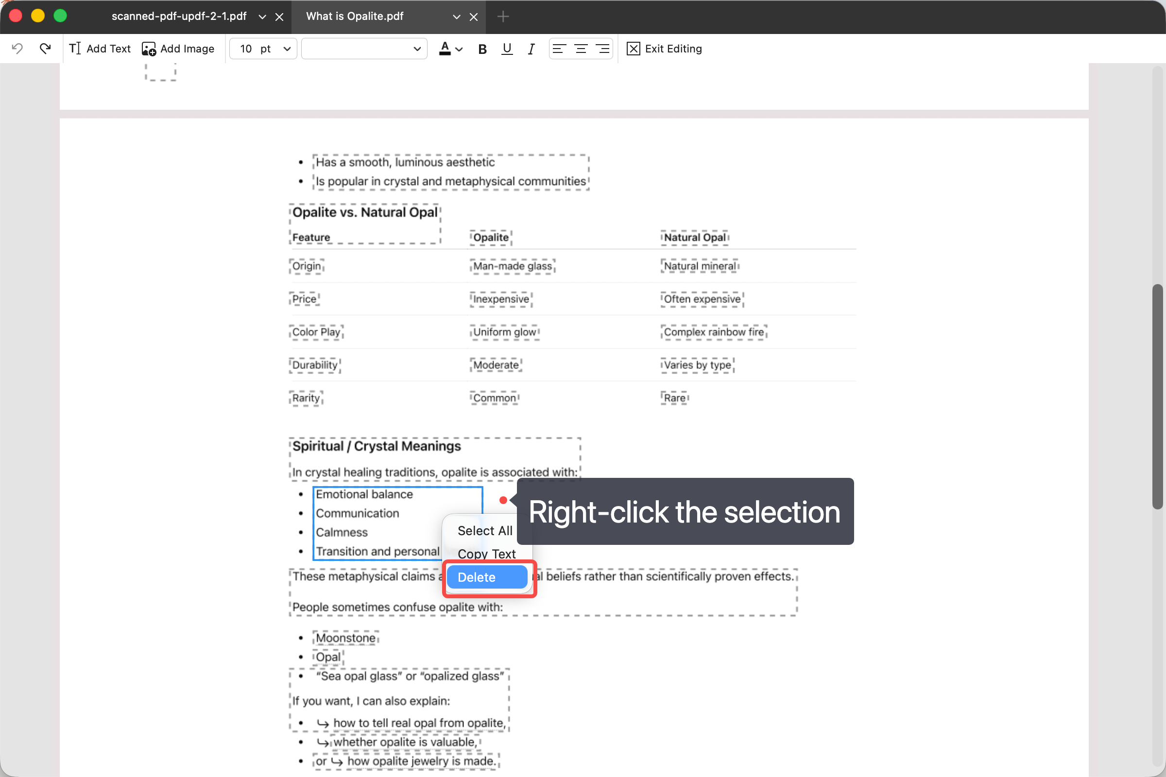 pdfgear deletes the pdf text