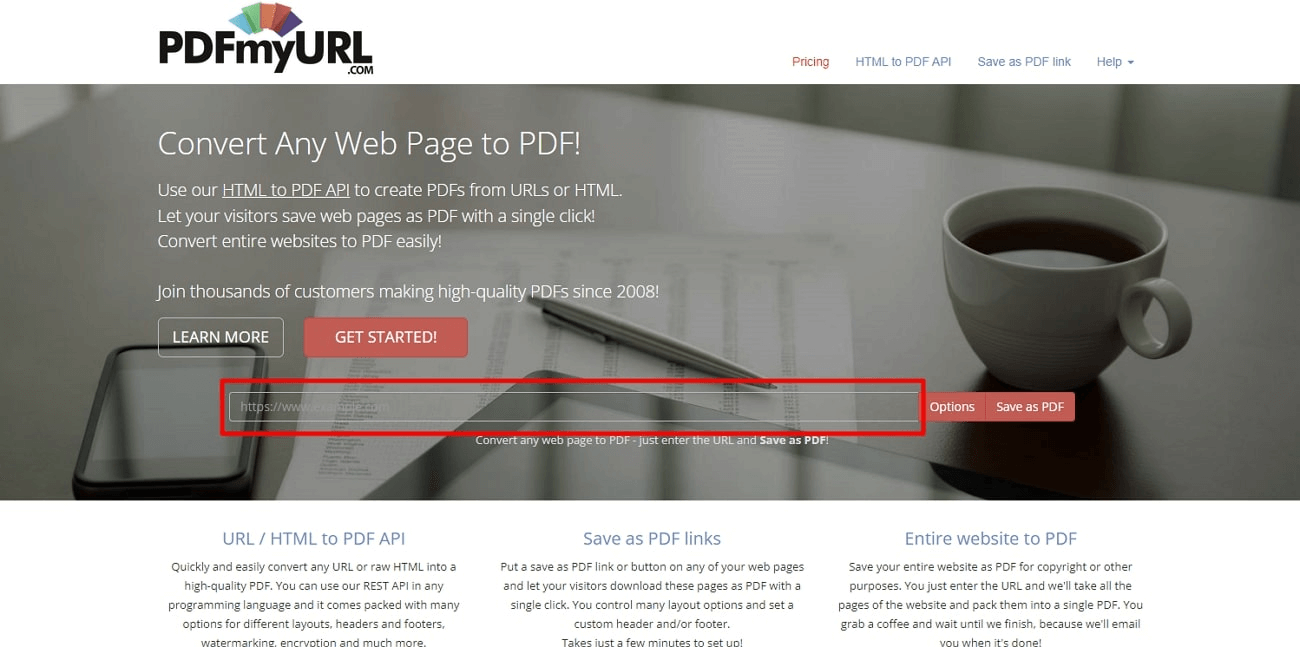 URL in pdfmyurl hinzufügen