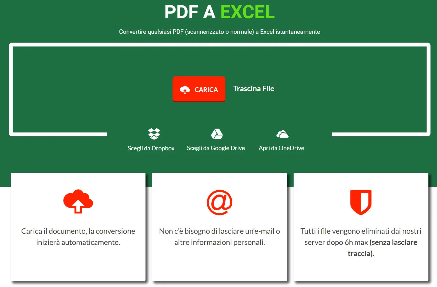 convertitore da pdf a excel online: PDFtoExcel.com