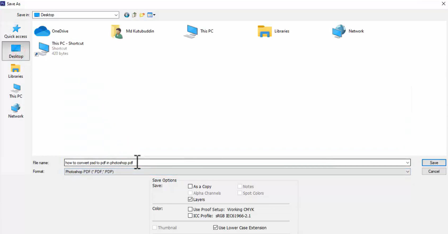 photoshop save as pdf 2