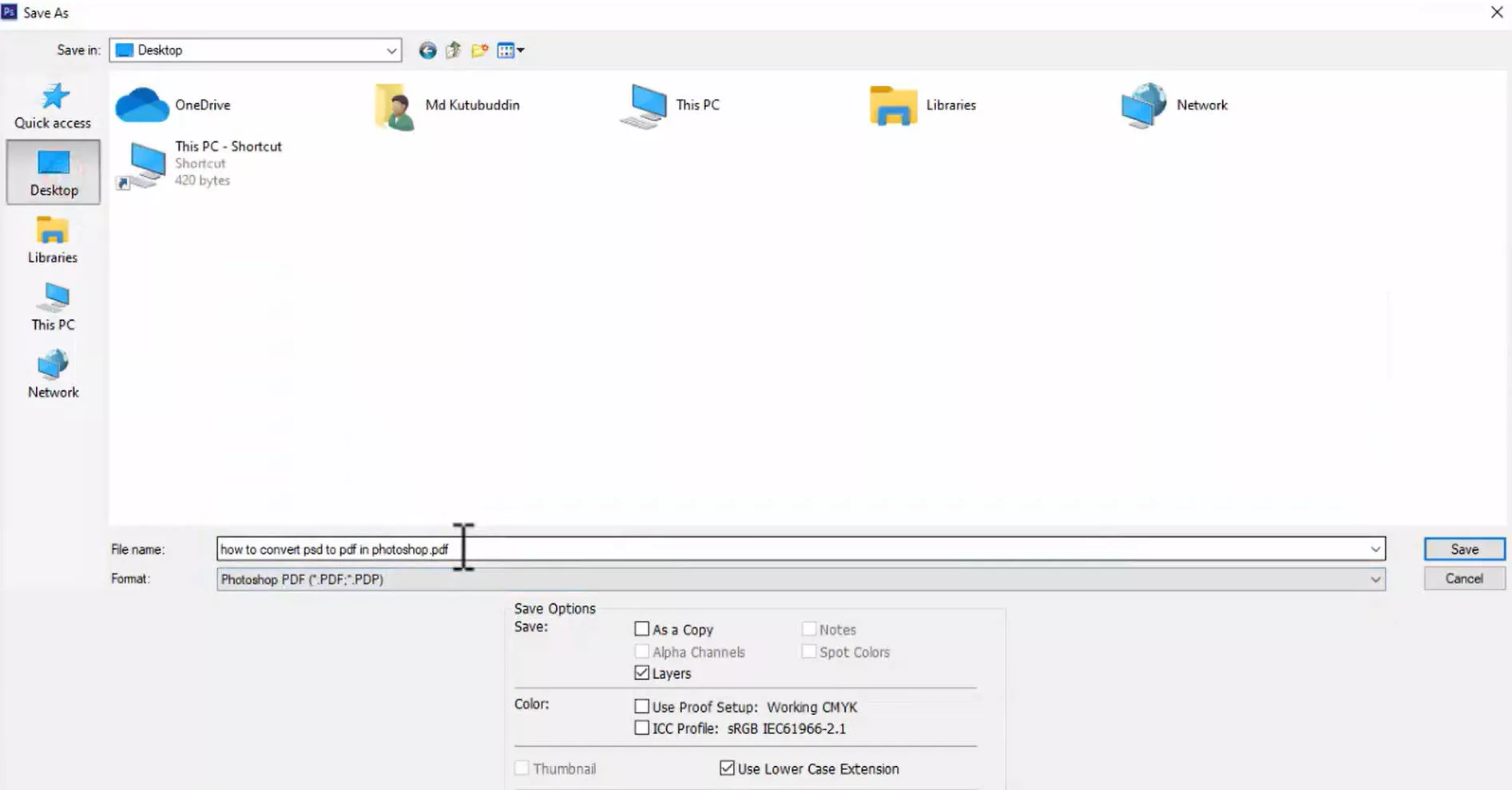 photoshop save as pdf 2