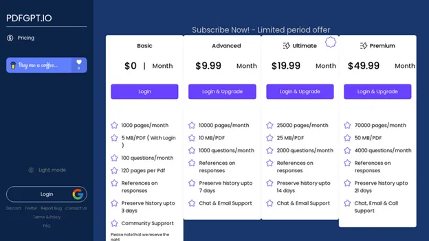 PDFGPT.IO pricing