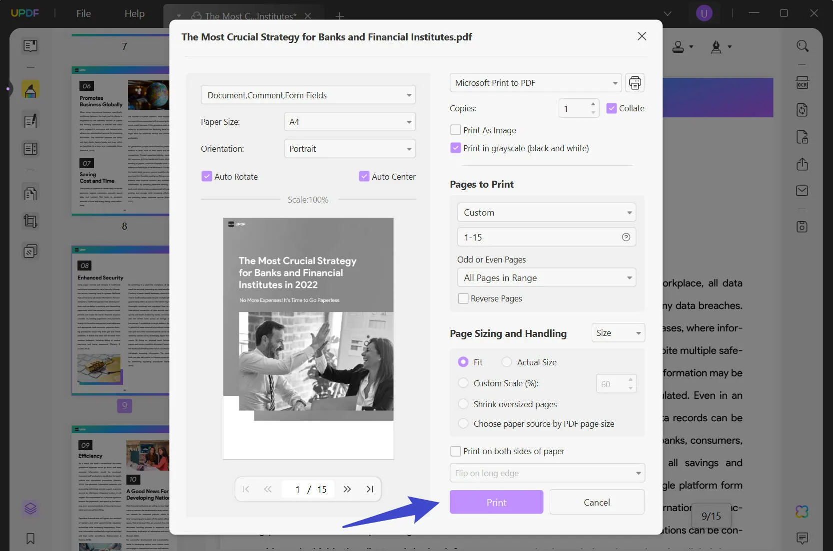 resize pdf to a4 printing the pdf