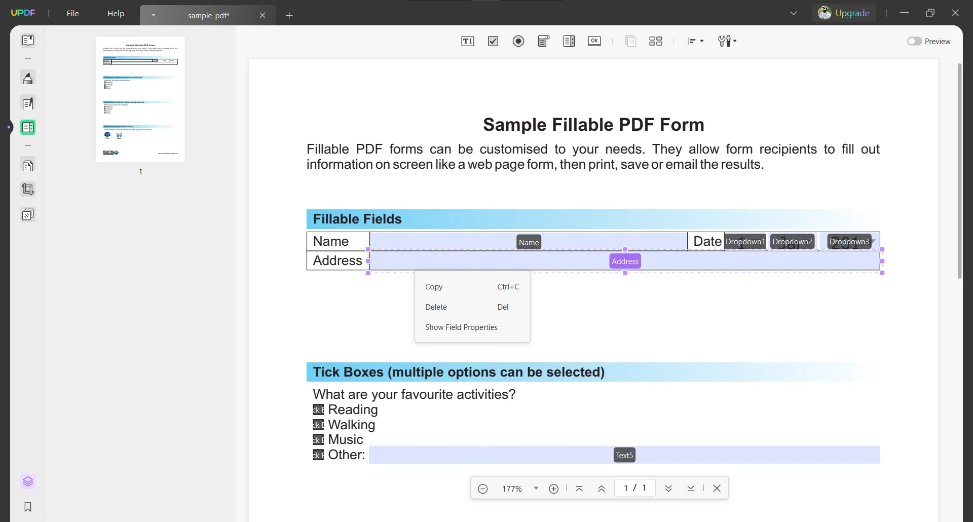 how to remove fillable fields in pdf by deleting in updf es