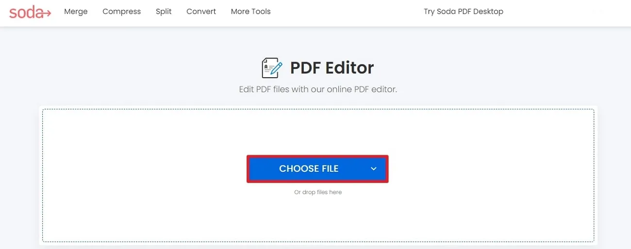 Datei auf Soda PDF hochladen