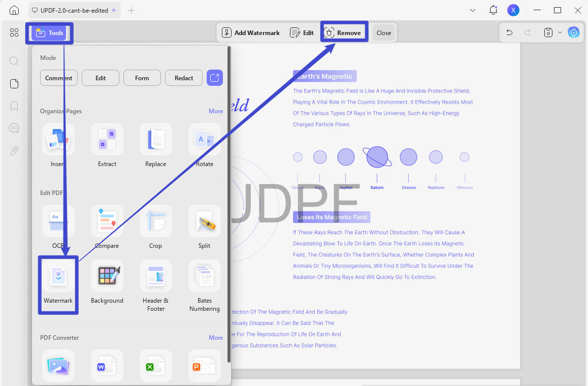 remove watermark from pdf online updf