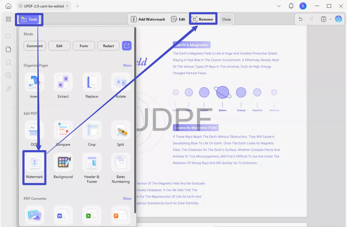 remove watermark from pdf online updf