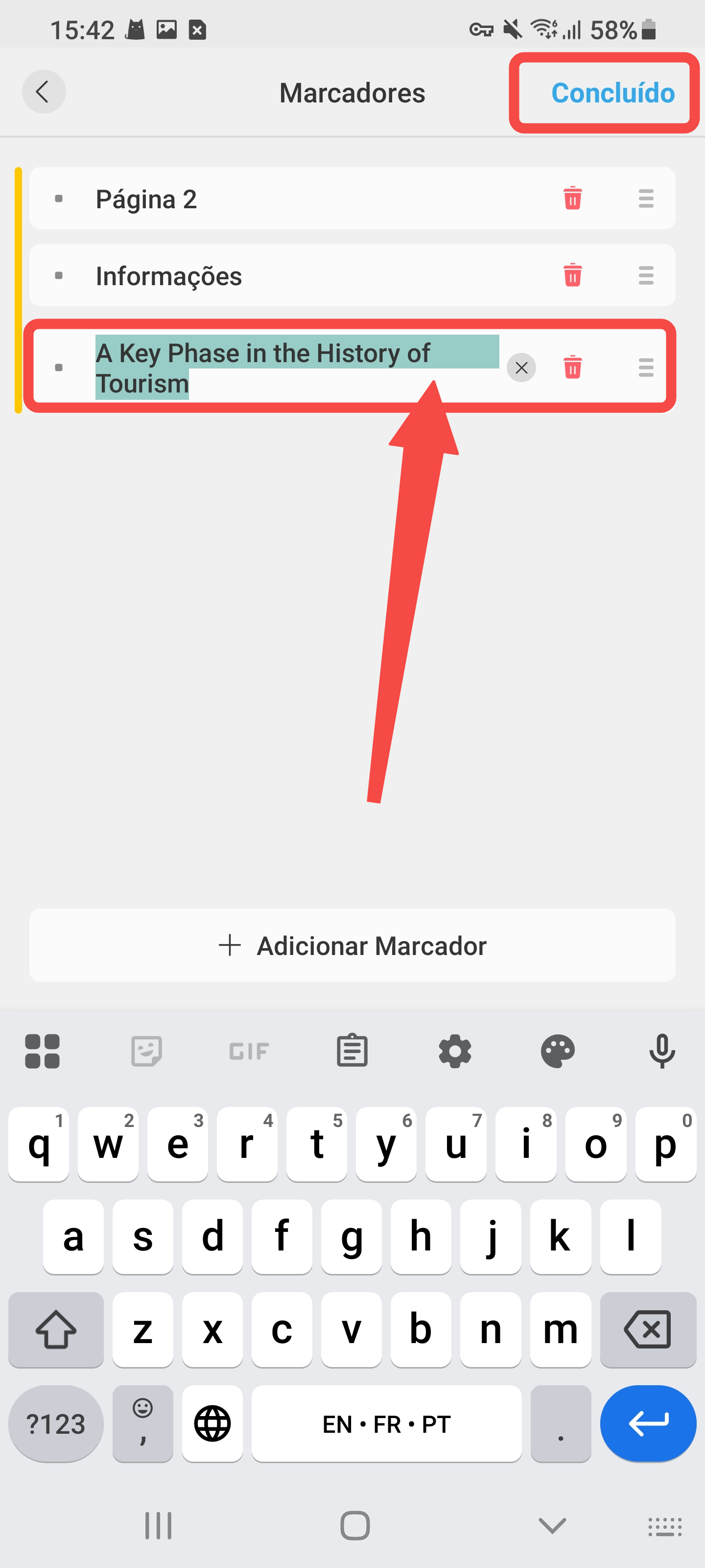 renomear o marcador