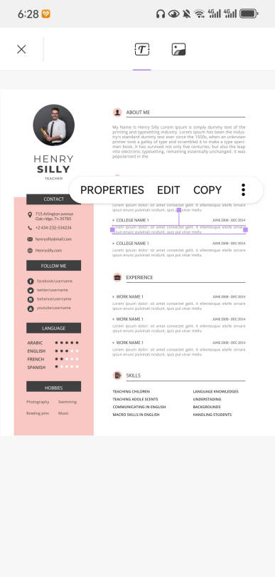 edit pdf resume android