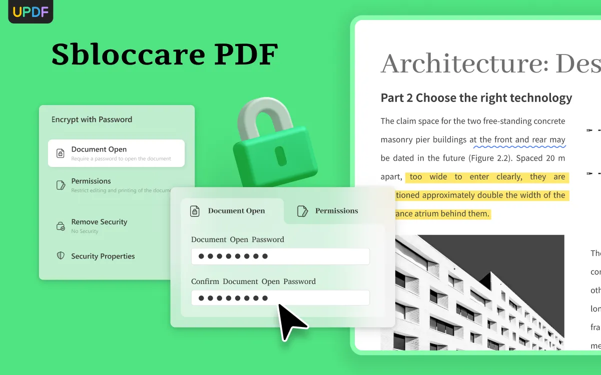 Rimuovere la sicurezza dal PDF con UPDF