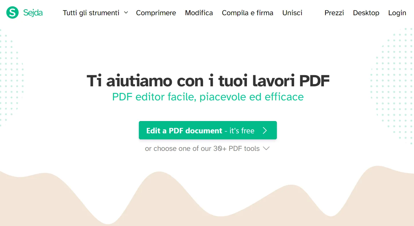 convertitore da pdf a excel: sejda