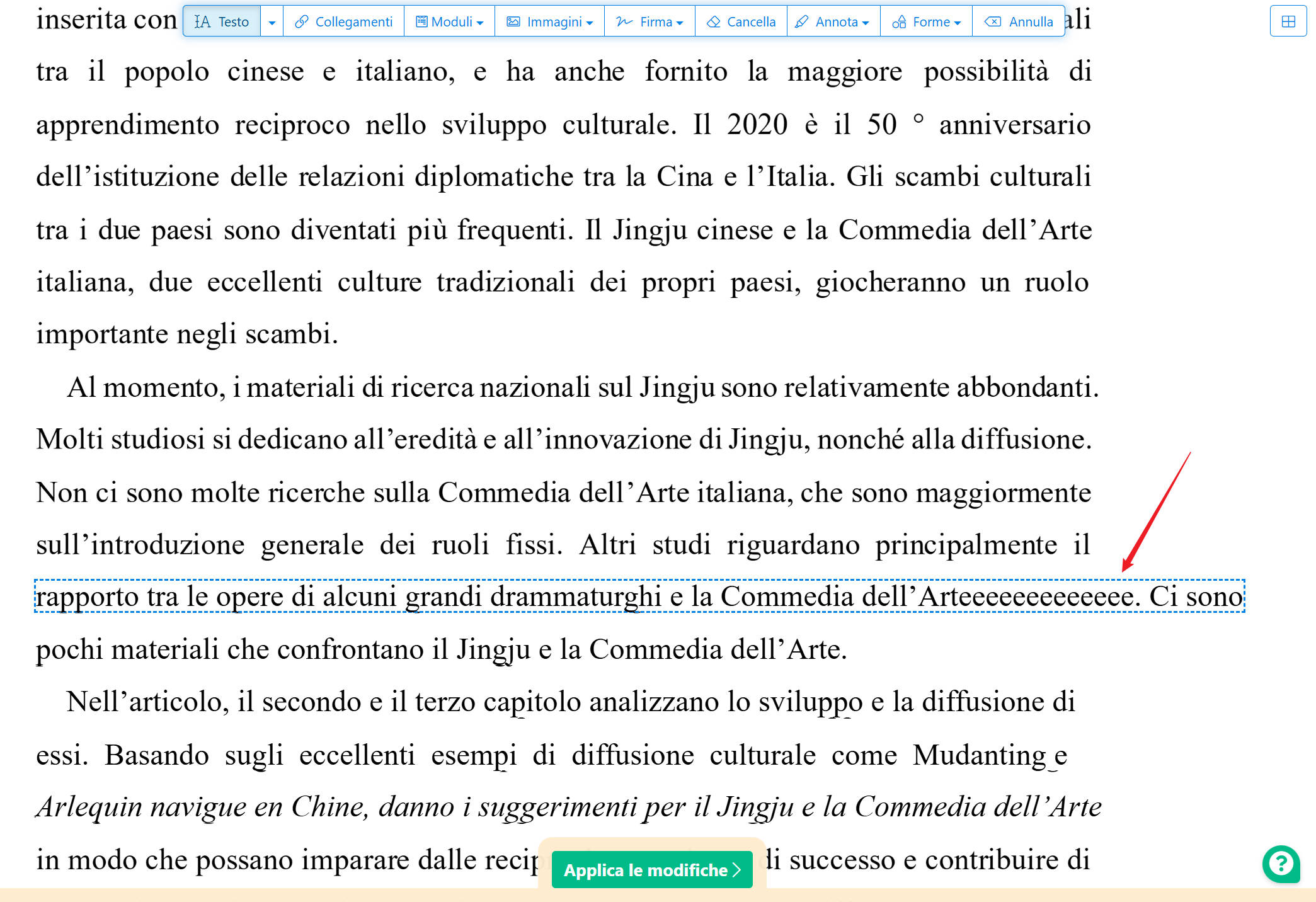 modifica testo con Sejda online