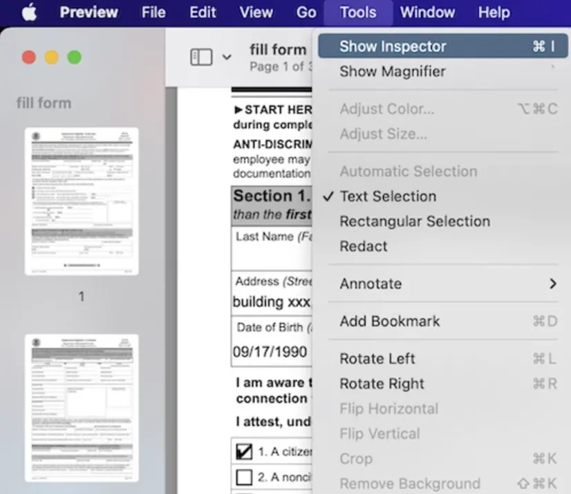 clear pdf form inspector